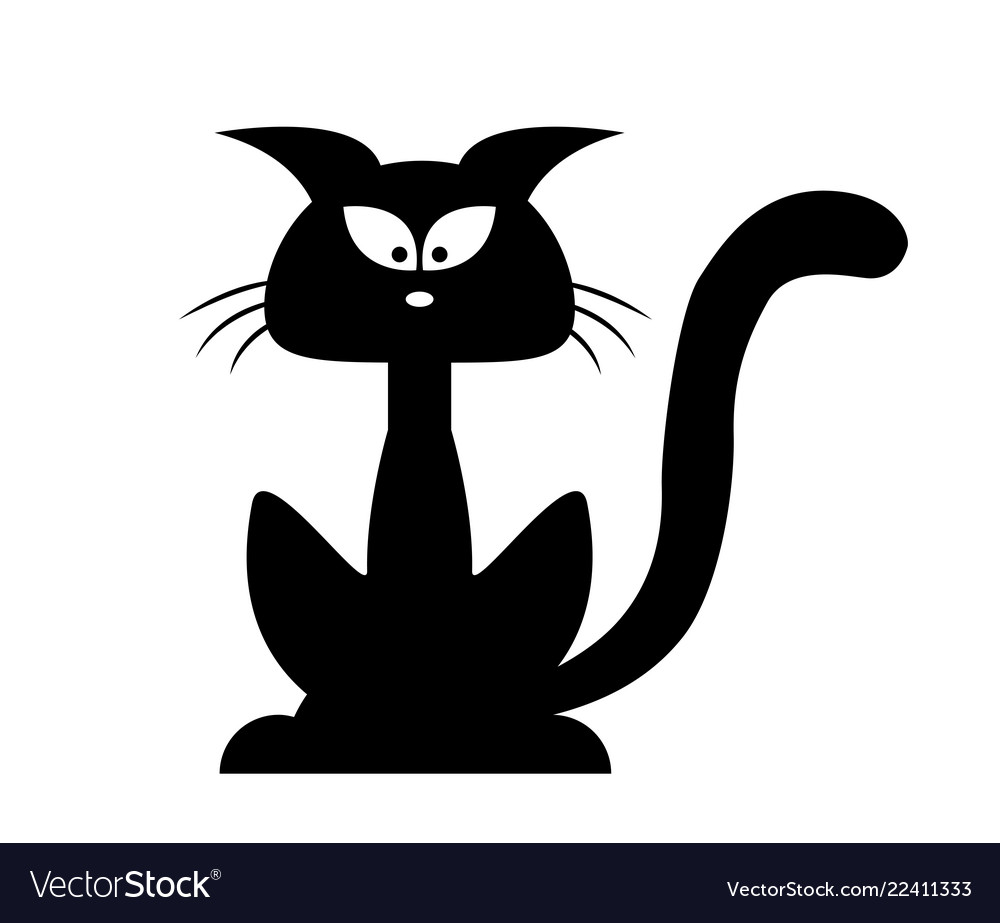 Halloween black cat silhouette cartoon clipart