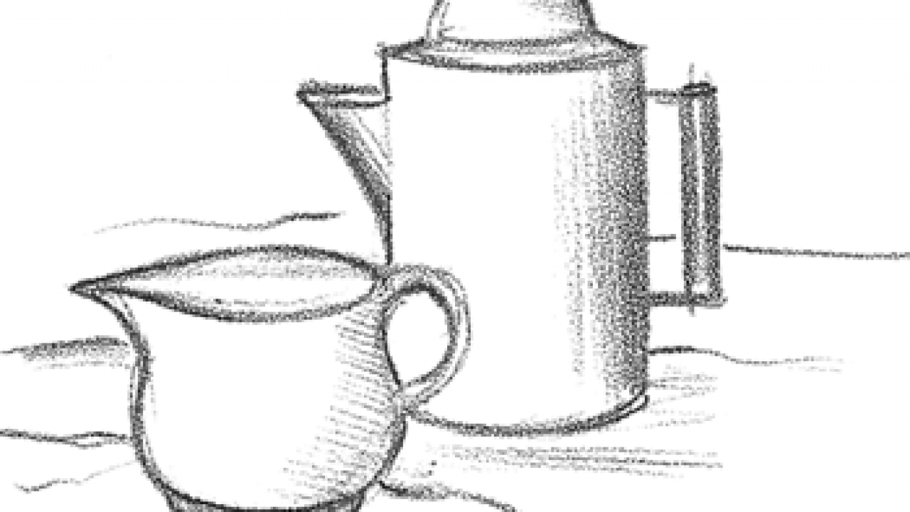 How to Draw Coffee Pot and Pitcher of Cream Drawing Lesson