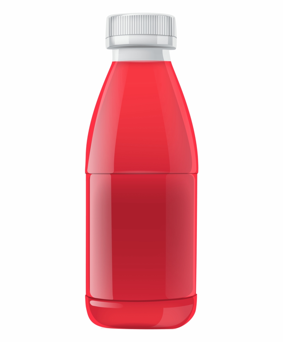 Red juice bottle.