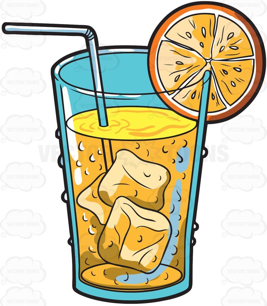 A cold orange juice drink