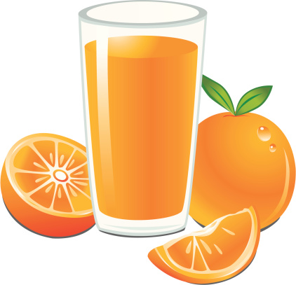 Glass orange juice.