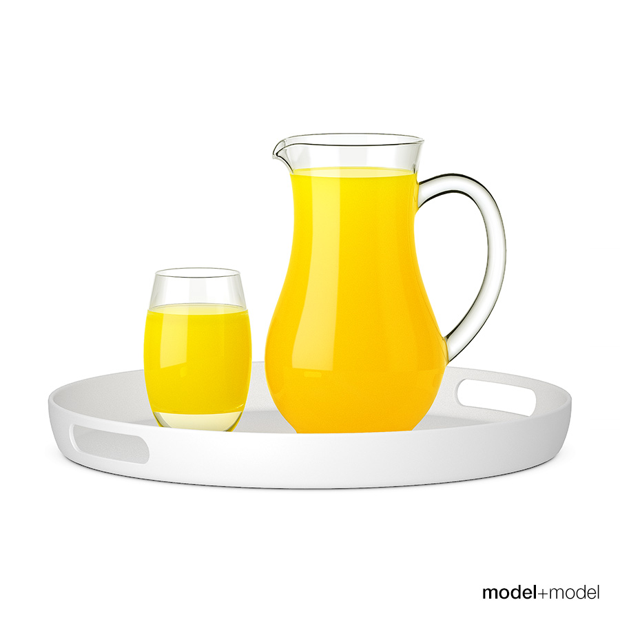 Pitcher and glass of orange juice
