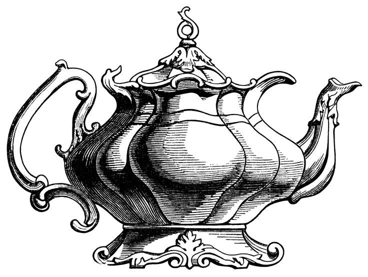 Victorian tea pot illustration vintage teapot clipart black