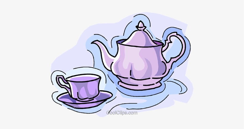 Teapot With Teacup Royalty Free Vector Clip Art Illustration