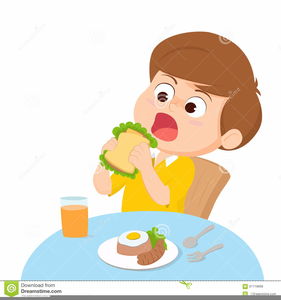 Kid eating breakfast.