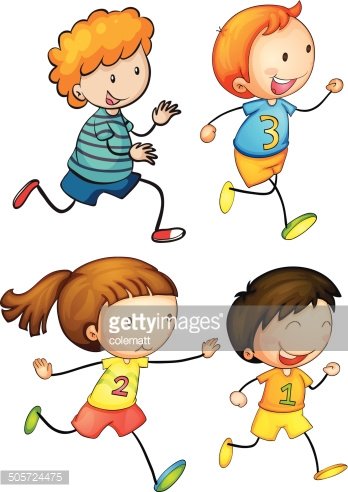 Simple kids running Clipart Image