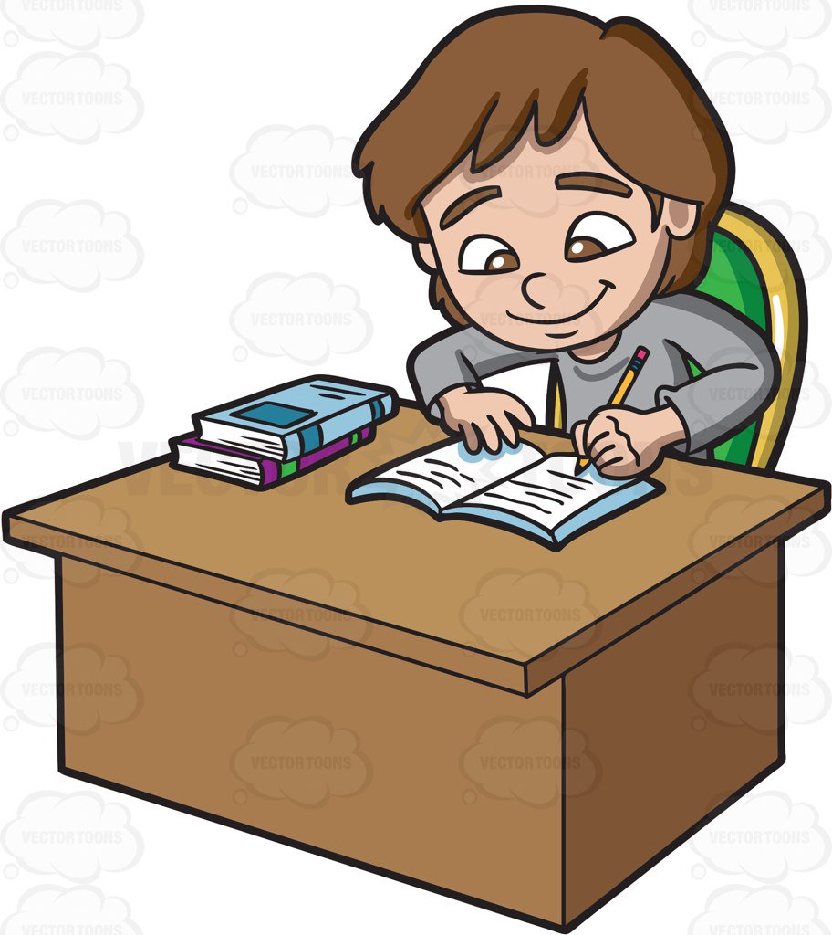 Kid studying clipart.