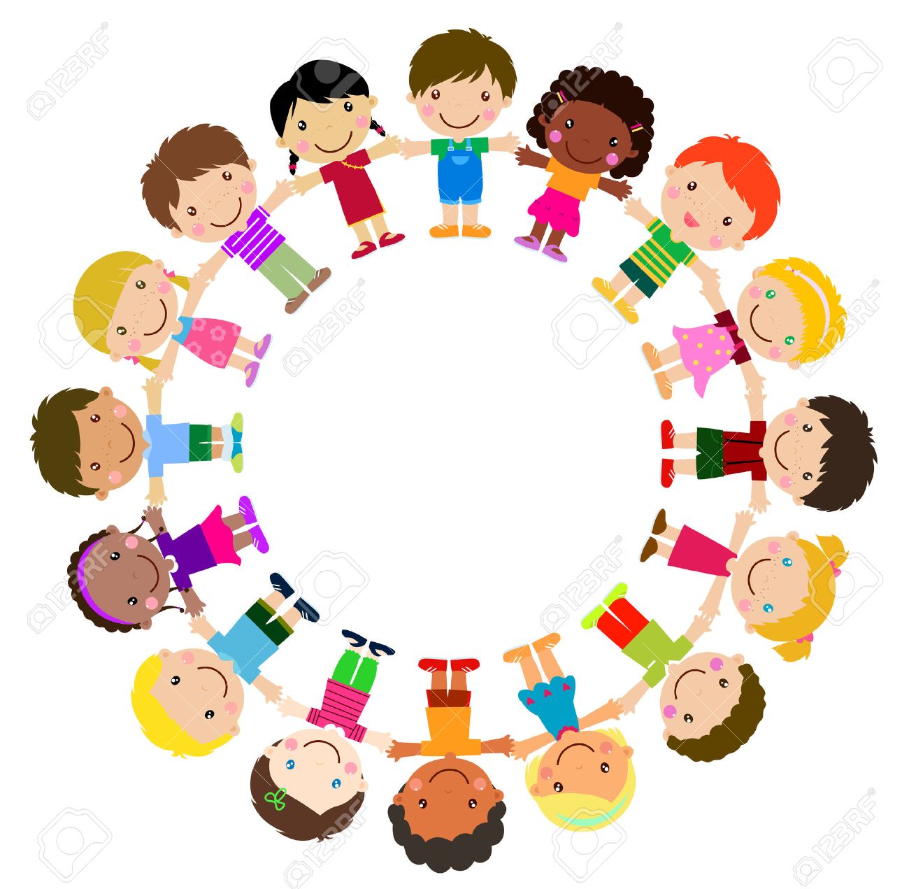 Kids in a circle clipart
