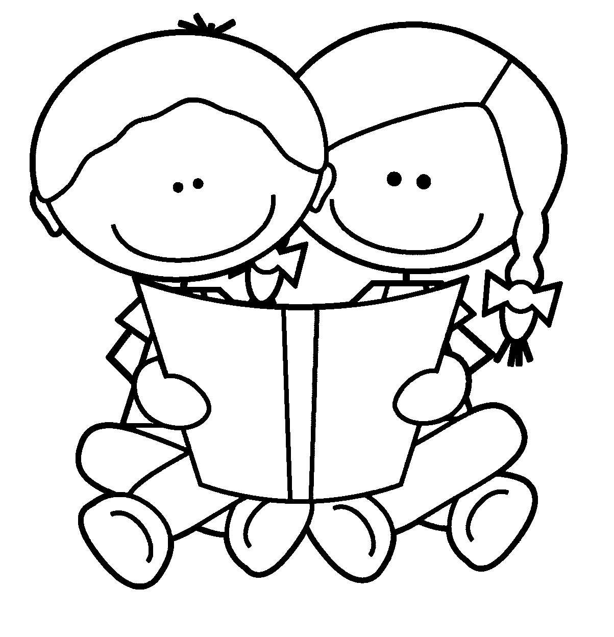 Kids reading children reading clip art kids we coloring page