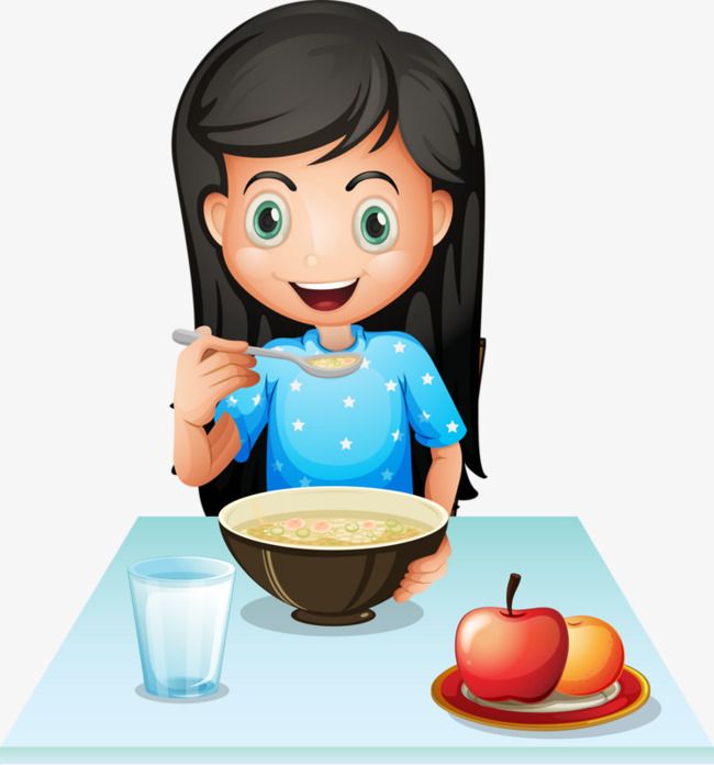 Girl Eating Breakfast, Breakfast Clipart, Apple, Porridge