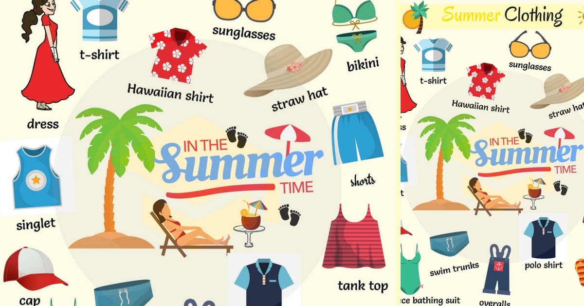 Summer Clothes and Accessories Names with Pictures