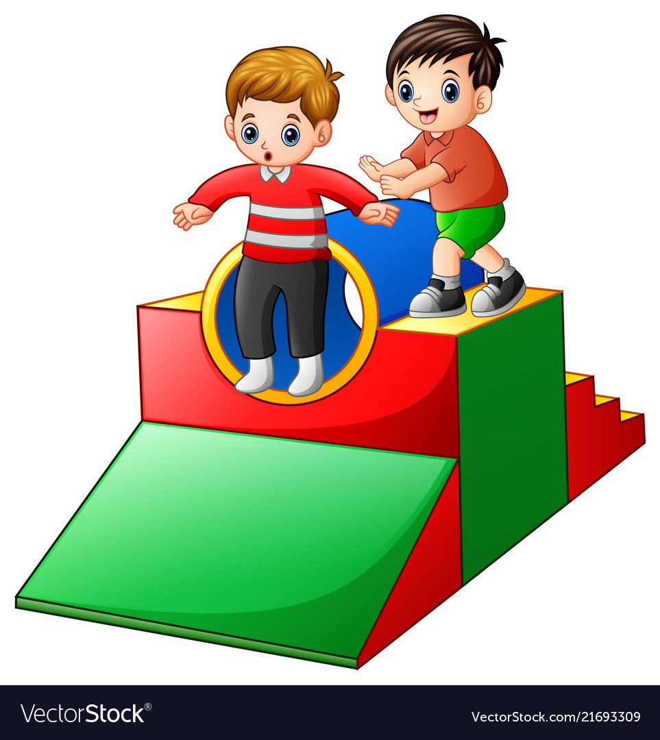Two boys playing in the playground