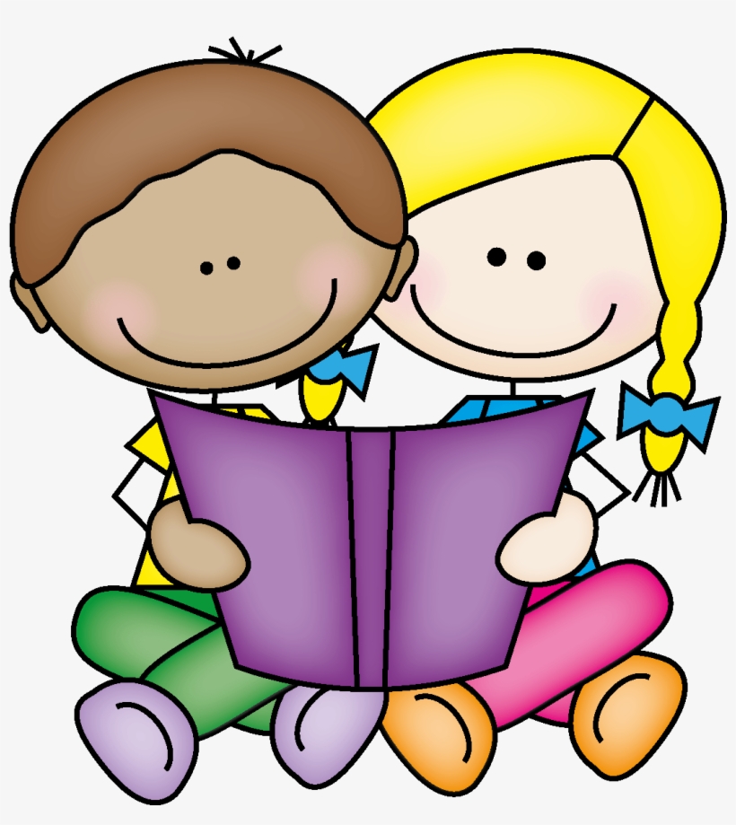 Kids reading clipart.