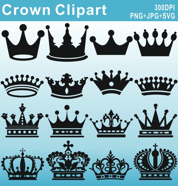Crown Silhouettes Clipart, Royal Crown Clipart, Crown