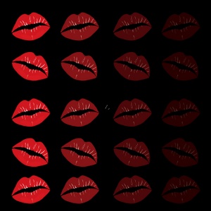 Lipstick kisses background.