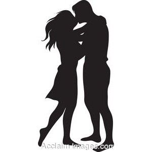 Man and woman kissing clipart