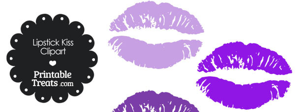 Lipstick Kiss Clipart in Shades of Purple