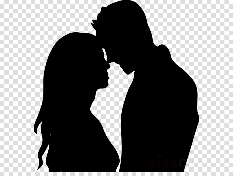Romance silhouette love interaction kiss clipart