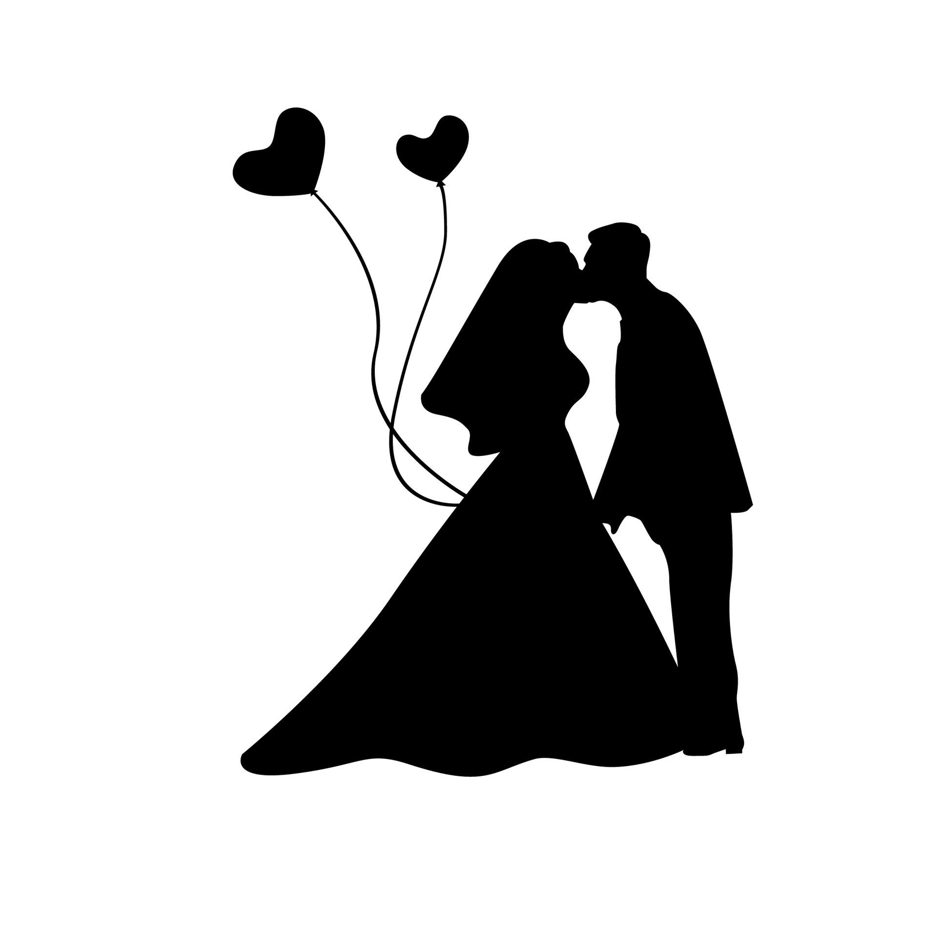 Cartoon wedding couple clipart Unique Wedding kiss heart