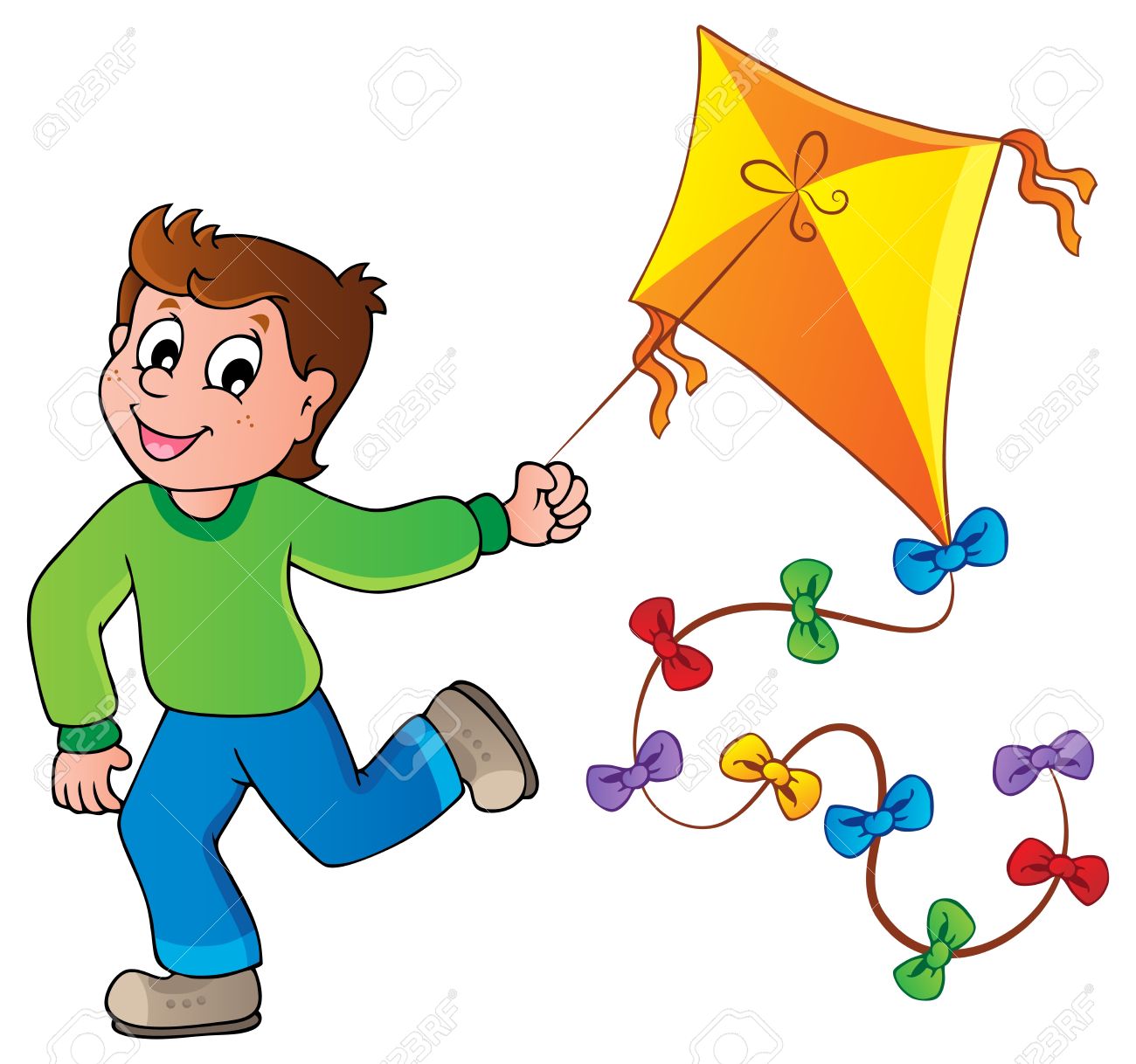 Flying kite clipart