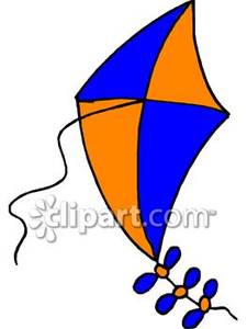 A Blue and Orange Kite Royalty Free Clipart Picture