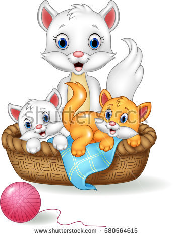 Cat and kitten clipart