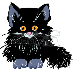 Fluffy black kitten clipart