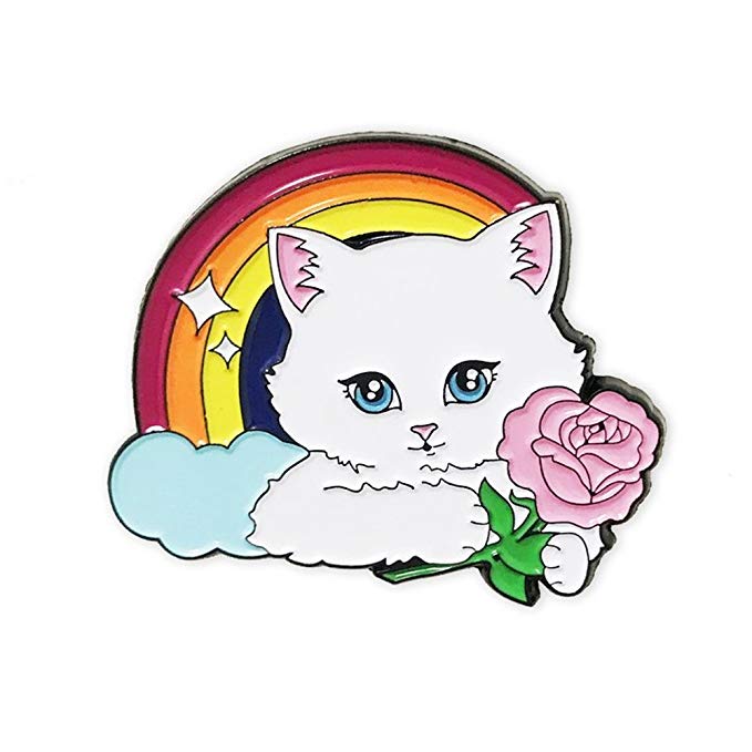 Laser Kitten Rainbow Kitten Rose Enamel Pin