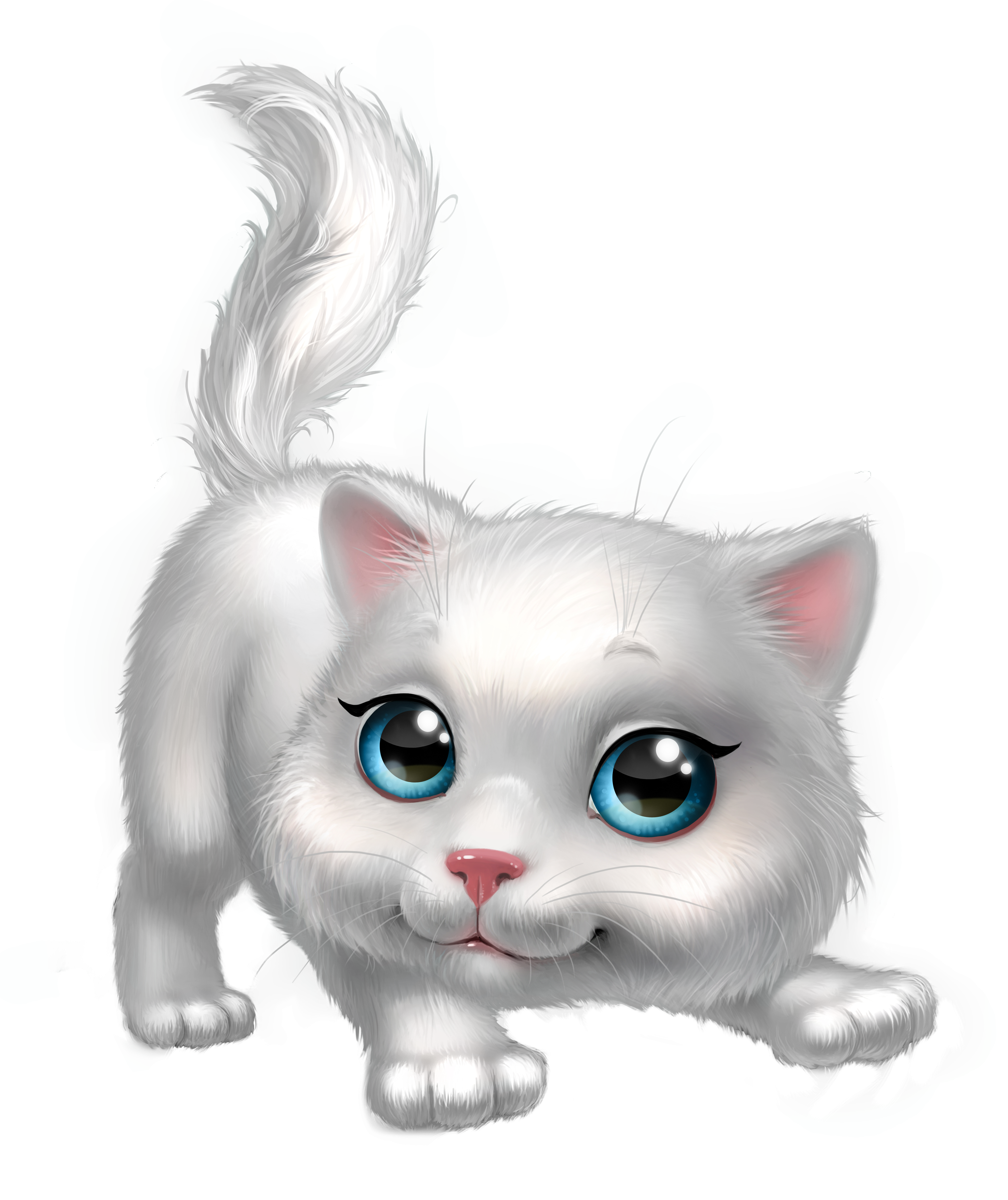 Cute White Kitten PNG Clipart Image