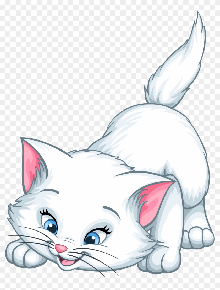 White Kitten Cartoon Png Clip Art Image