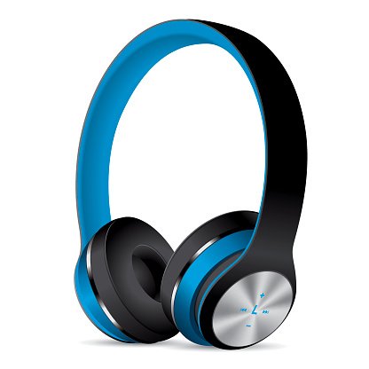 Vector Blue Headphones Clipart Image