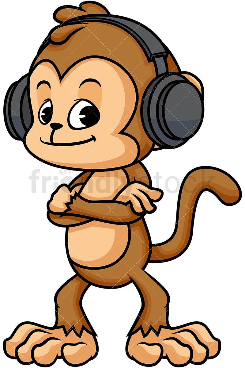 Monkey wearing headphones.