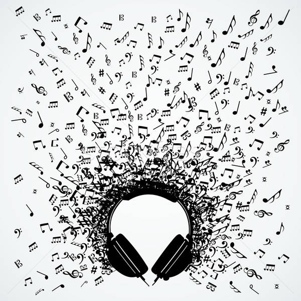 Music notes from headphones isolated design vector