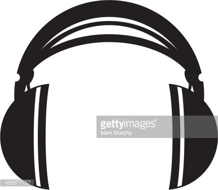 Simple Headphones in Silhouette Clipart Image