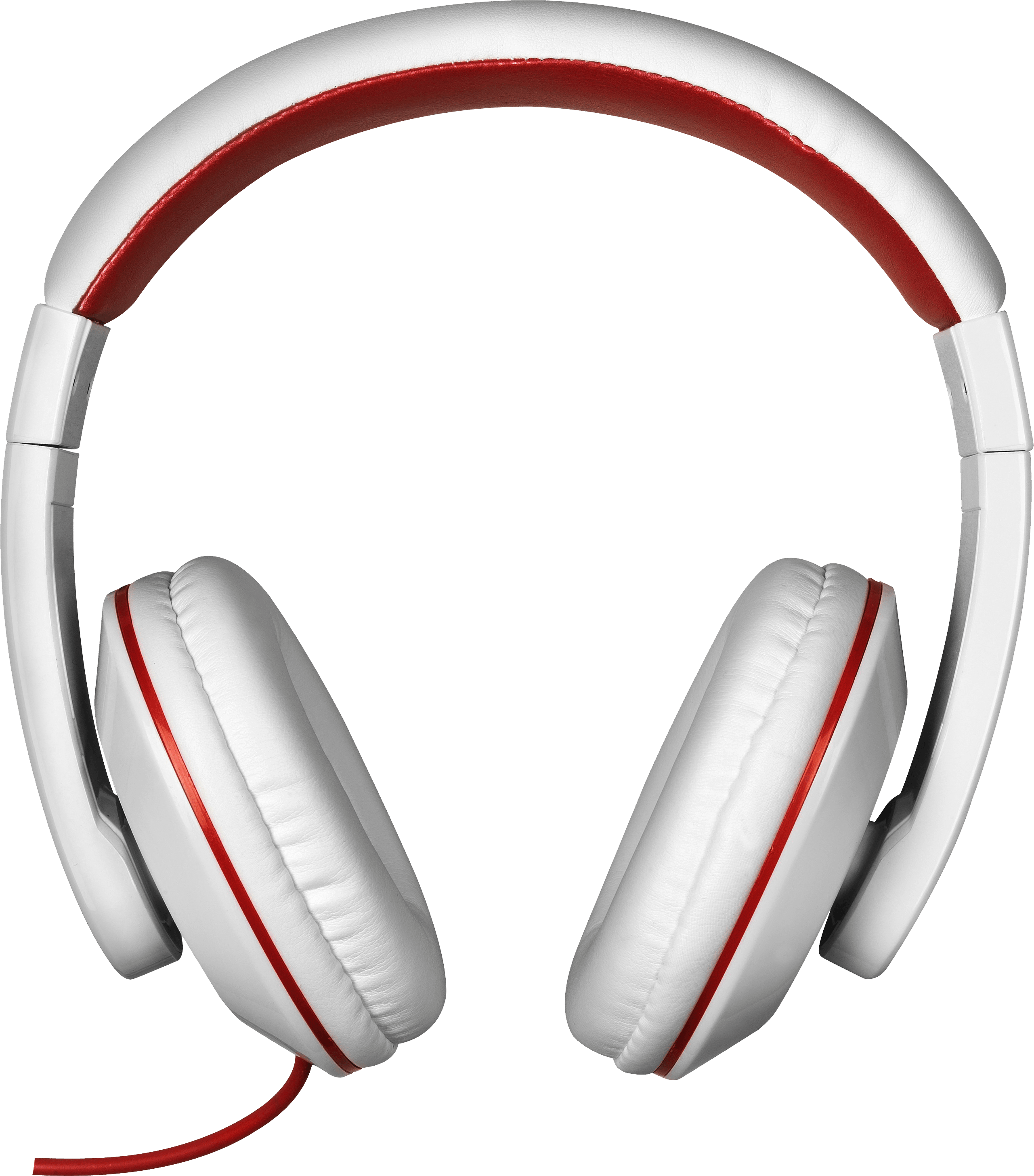 Red white headphones.