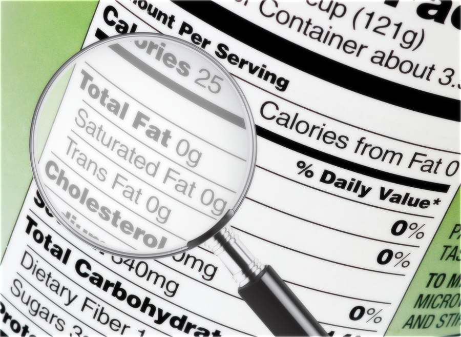 Nutrition facts label.