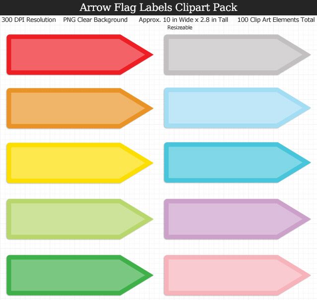 Love these rainbow arrow flag label clipart for my binders