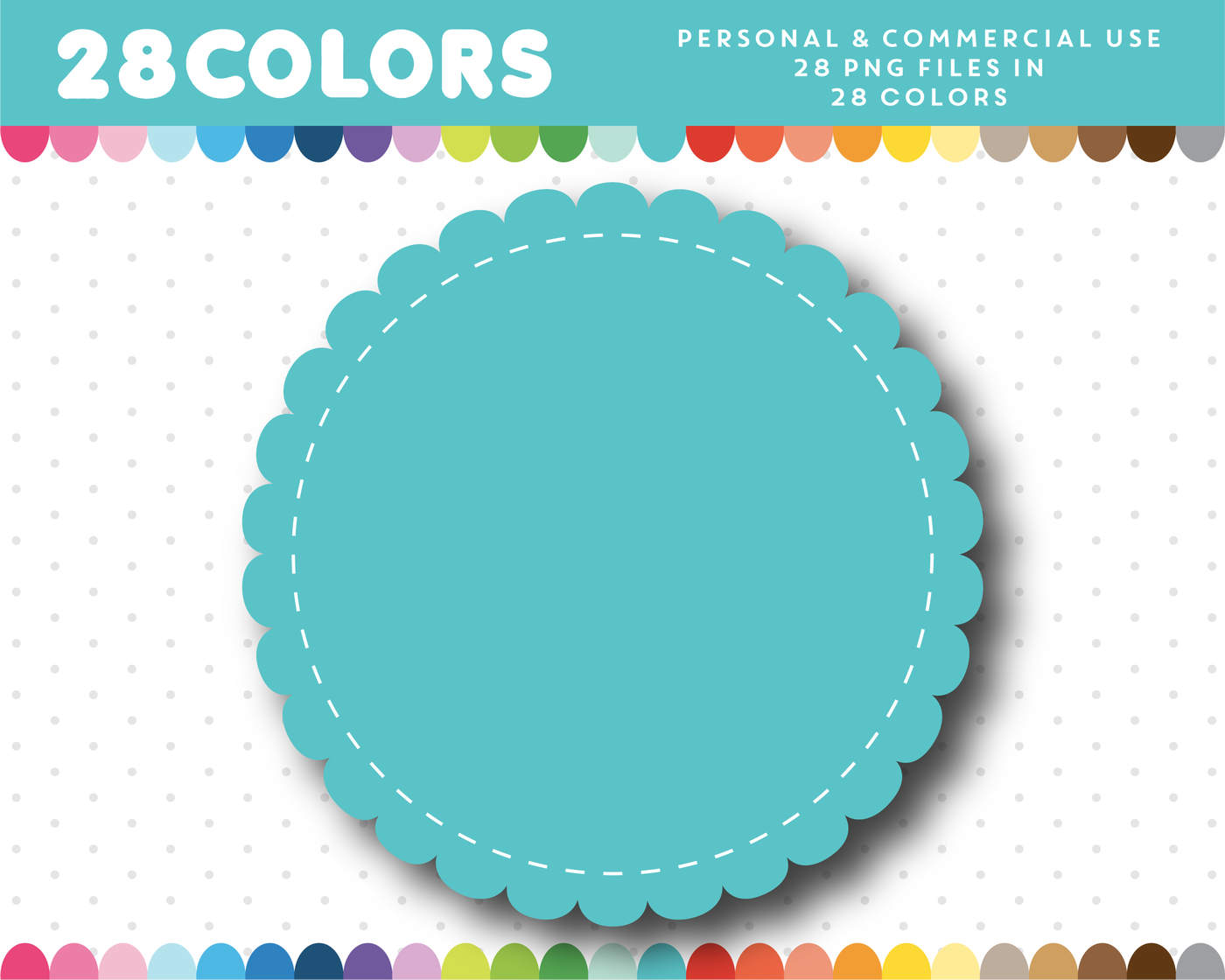 Round scalloped frame clipart, Label clipart, Border clipart