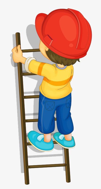 Little Boy Climbing A Ladder