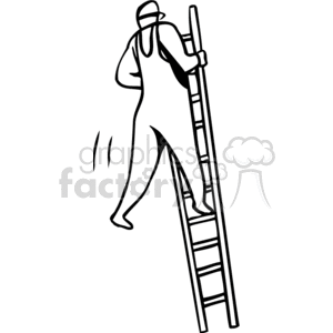 Black and white man climbing a ladder clipart