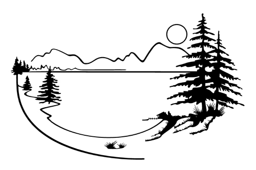 Lake clipart black and white