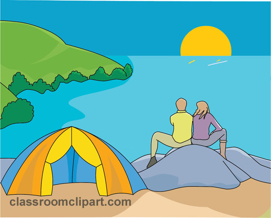Camping couple camping lake classroom clipart image
