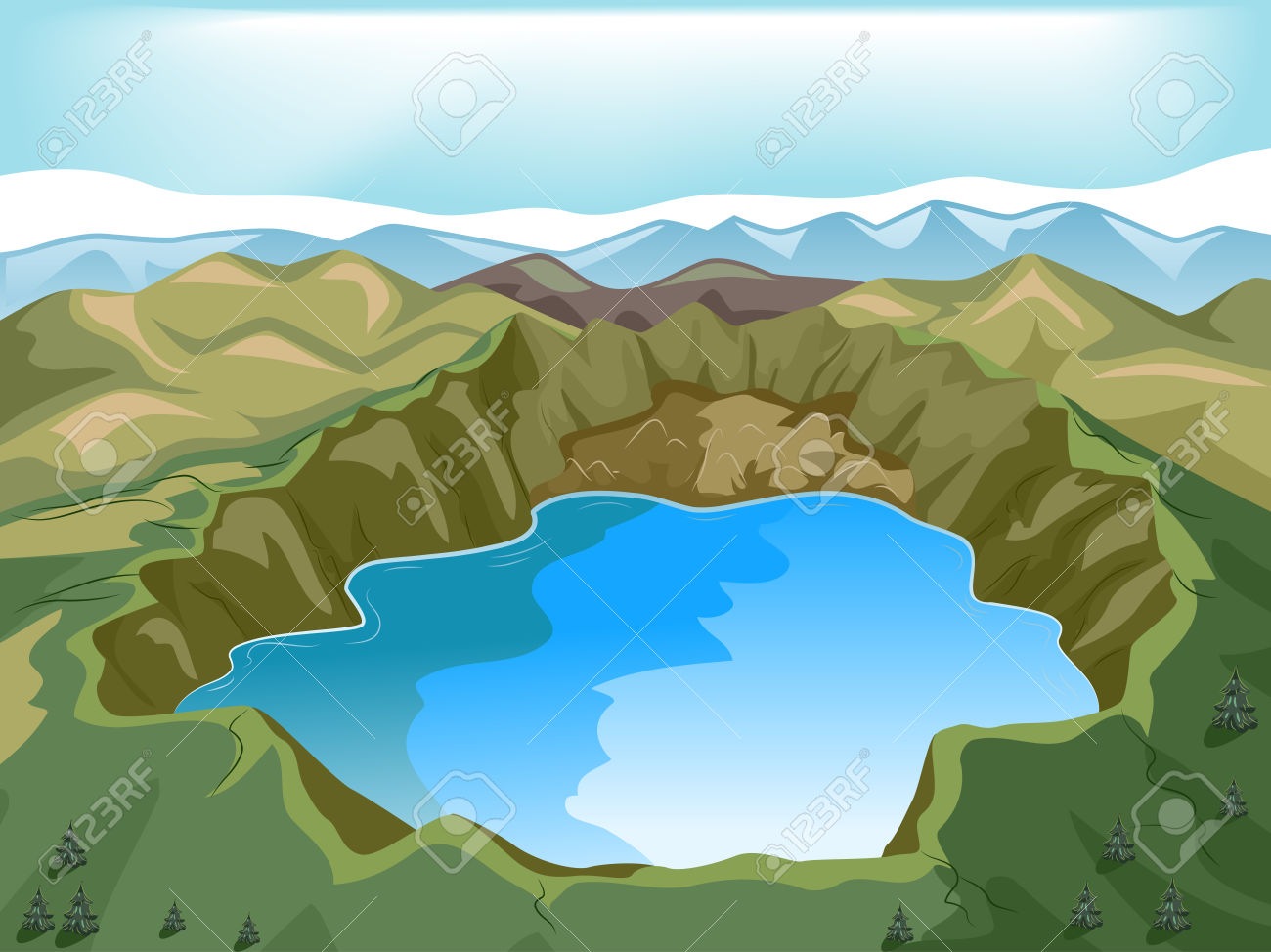 Crater lake clipart.
