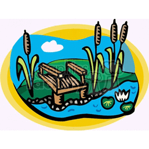 Dock on a lake clipart