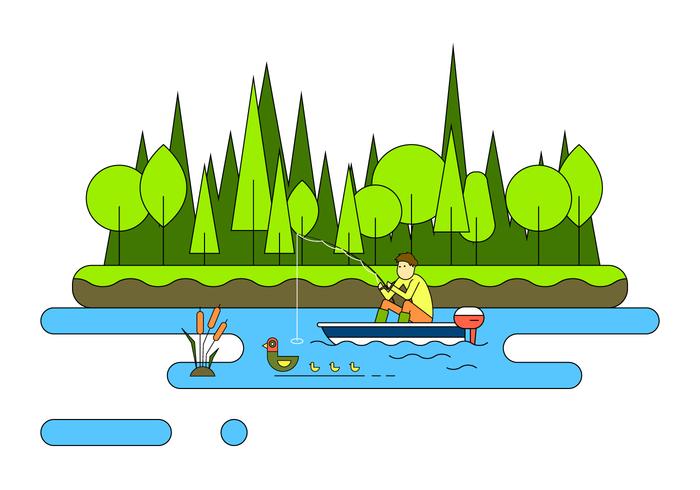 Lake Fishing Vector Illustration