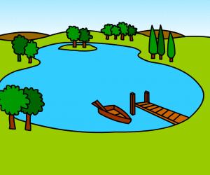 Lake clipart nature scene of and park stock vector