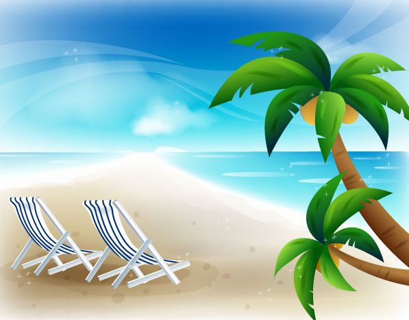 Beach chairs Beach landscape vector graphics download
