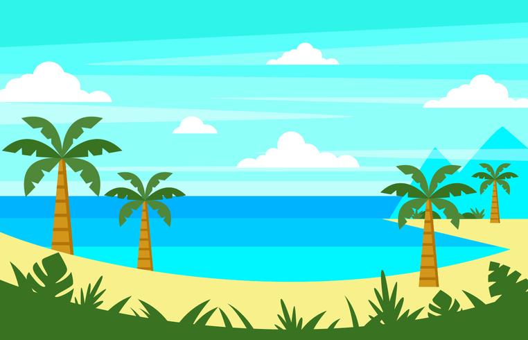 Tropical Beach Landscape Vector