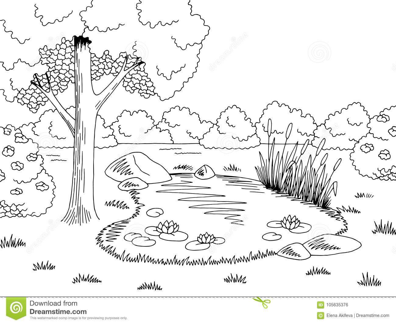 Landscape clipart black and white for kids