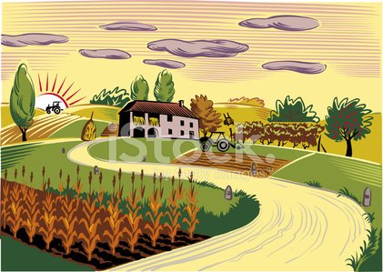 Country landscape clipart.